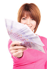 Image showing happy woman with money