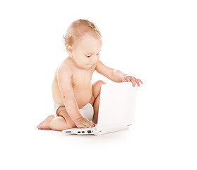 Image showing baby boy with laptop computer