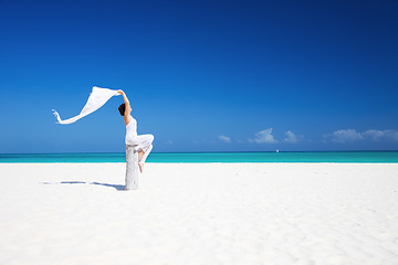 Image showing happy woman on the beach