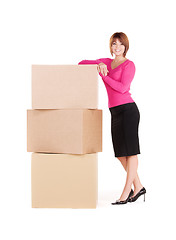 Image showing businesswoman with boxes