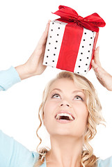 Image showing happy girl with gift box