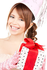 Image showing party girl with gift box