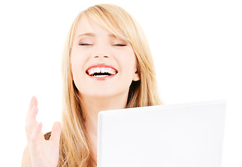 Image showing teenage girl with laptop computer