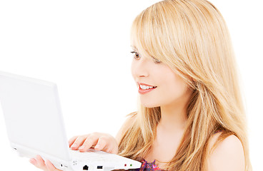 Image showing teenage girl with laptop computer