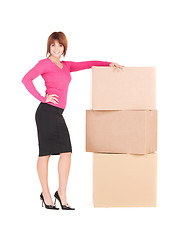 Image showing businesswoman with boxes