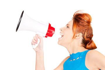 Image showing woman with megaphone