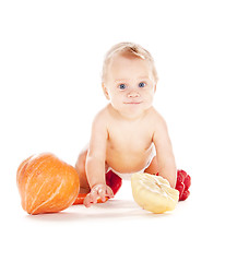 Image showing baby boy with vegetables