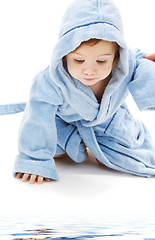 Image showing baby boy in blue robe