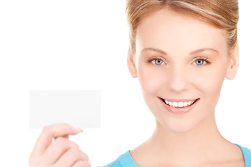 Image showing happy girl with business card