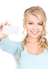 Image showing happy girl with business card