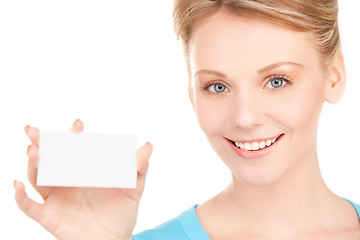 Image showing happy girl with business card