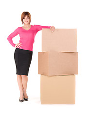 Image showing businesswoman with boxes