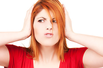 Image showing unhappy redhead woman