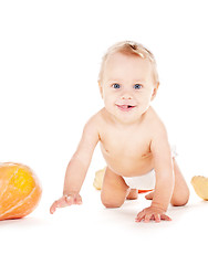 Image showing baby boy with vegetables