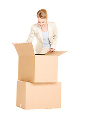 Image showing businesswoman with boxes