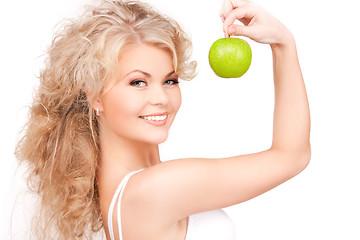 Image showing young beautiful woman with green apple