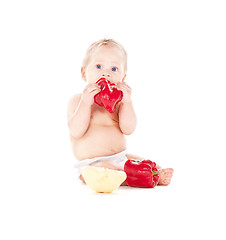 Image showing baby boy with vegetables