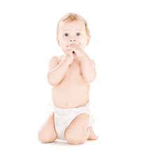 Image showing sitting baby boy in diaper