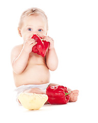 Image showing baby boy with vegetables