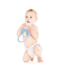 Image showing baby boy with big pacifier