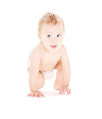 Image showing crawling baby boy in diaper