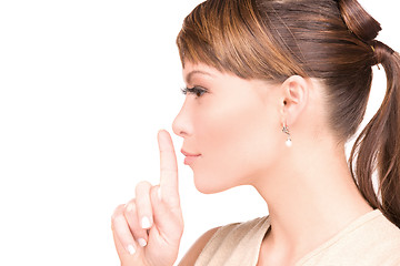 Image showing finger on lips