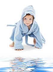 Image showing baby boy in blue robe