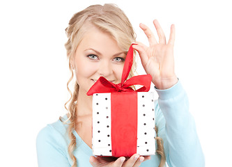 Image showing happy girl with gift box