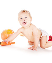 Image showing baby boy with vegetables