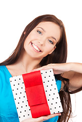 Image showing happy girl with gift box