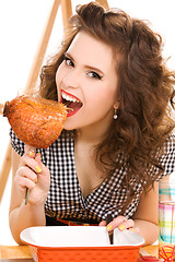 Image showing young attractive woman in the kitchen