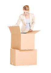 Image showing businesswoman with boxes