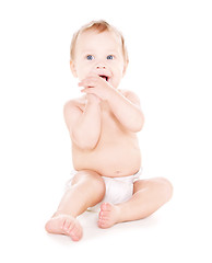 Image showing sitting baby boy in diaper