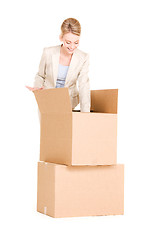 Image showing businesswoman with boxes