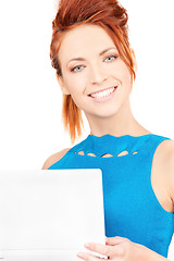 Image showing happy woman with laptop computer