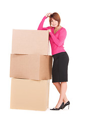 Image showing businesswoman with boxes