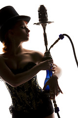 Image showing woman with hookah