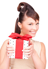 Image showing happy woman with gift box