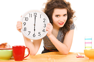 Image showing young attractive woman in the kitchen