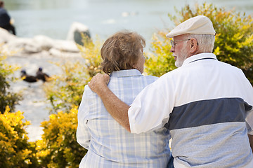 Image showing Happy Senior Couple on Bench in The Park