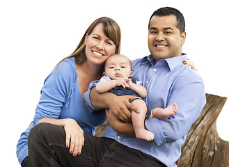 Image showing Mixed Race Young Family on White