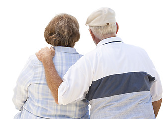 Image showing Happy Senior Couple From Behind on White