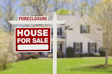 Image showing Foreclosure Home For Sale Sign in Front of House