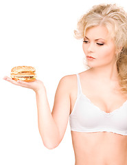 Image showing woman with burger