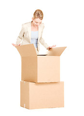 Image showing businesswoman with boxes