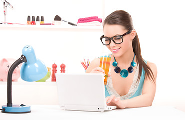 Image showing lovely woman laptop computer