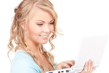 Image showing happy woman with laptop computer