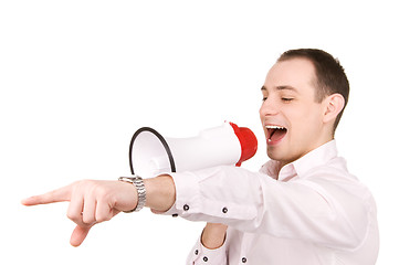 Image showing businessman with megaphone