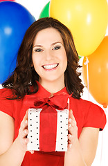 Image showing happy woman with gift box