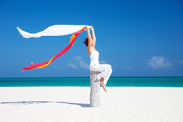 Image showing happy woman on the beach